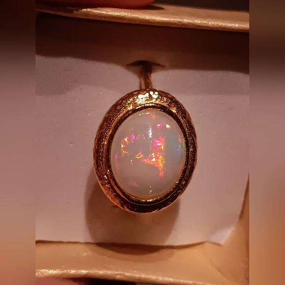 Exclusive Huge Ethiopian Opal Ring Gold Over Sterling Silver New - Picture 10 of 16